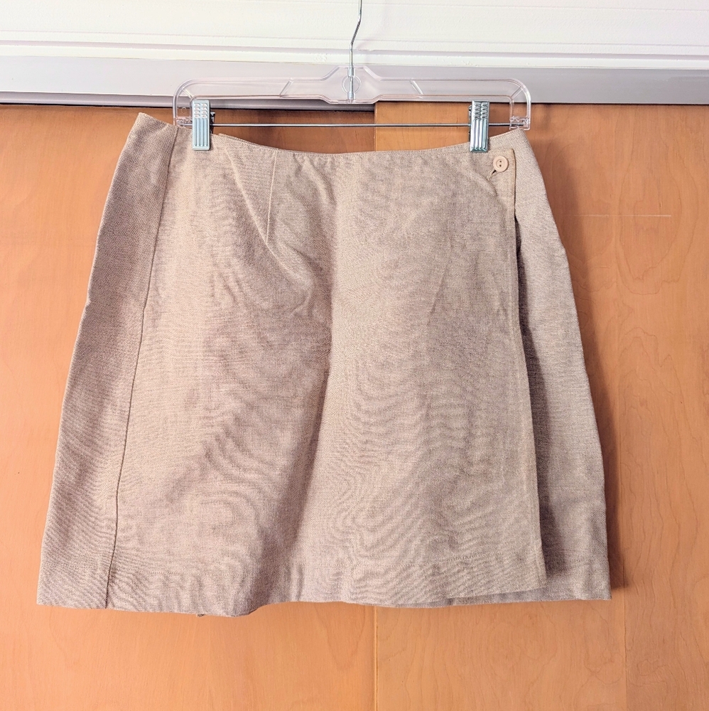 Y2K linen blend wrap mini skirt